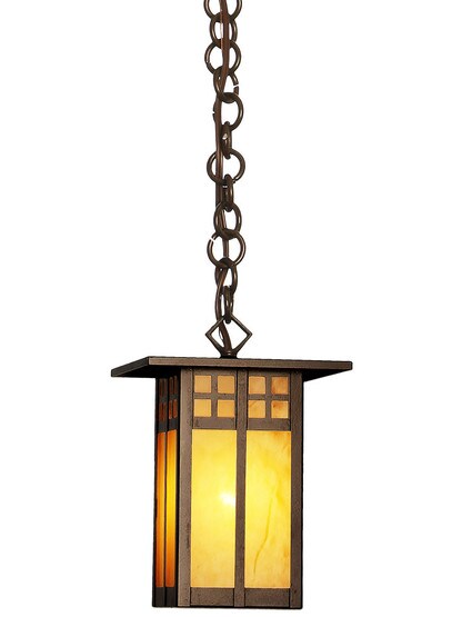 Glasgow Single Pendant in Bronze Finish with Tan Glass.